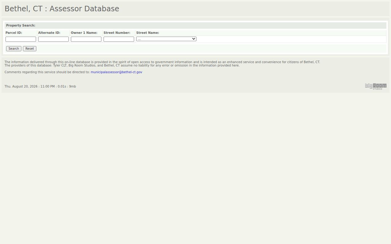 Bethel residents directory assessor search fields