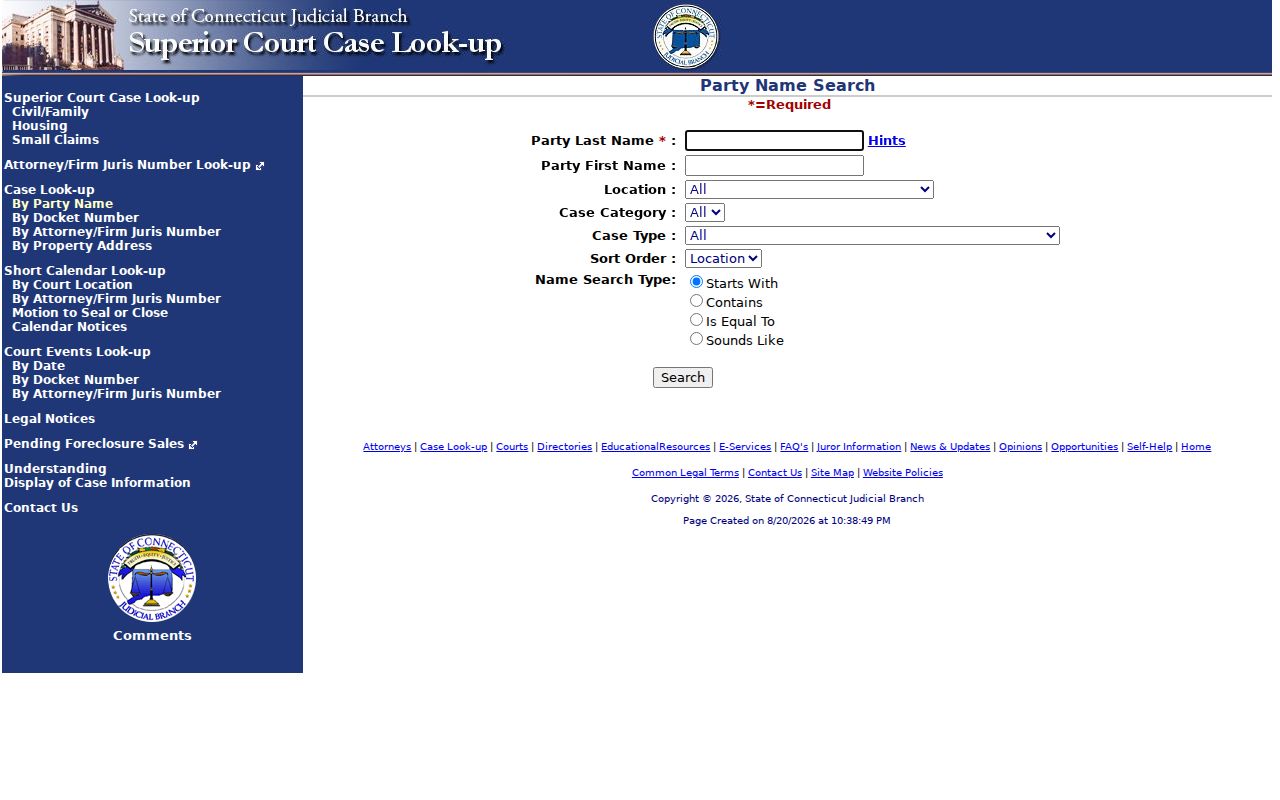 Bethel residents directory Connecticut court party search